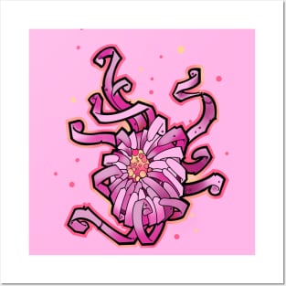 crazy pink chrysanthemum flower Posters and Art